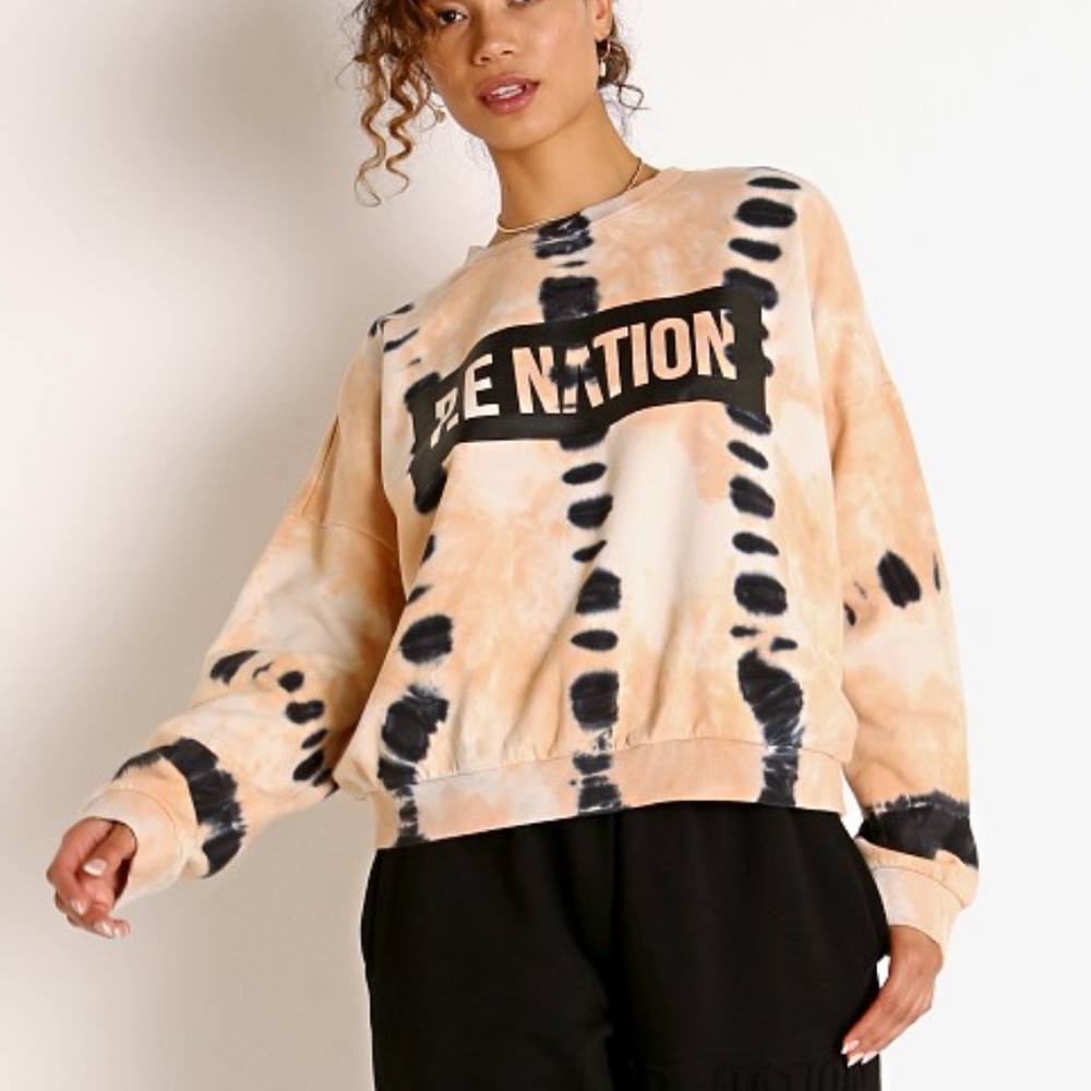 PE NATION Score Runner Sweatshirt Coral Gold Tie Dye - Size L